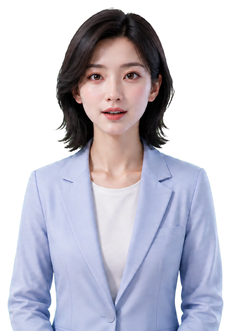 身穿浅蓝色西装的女性数字人形象